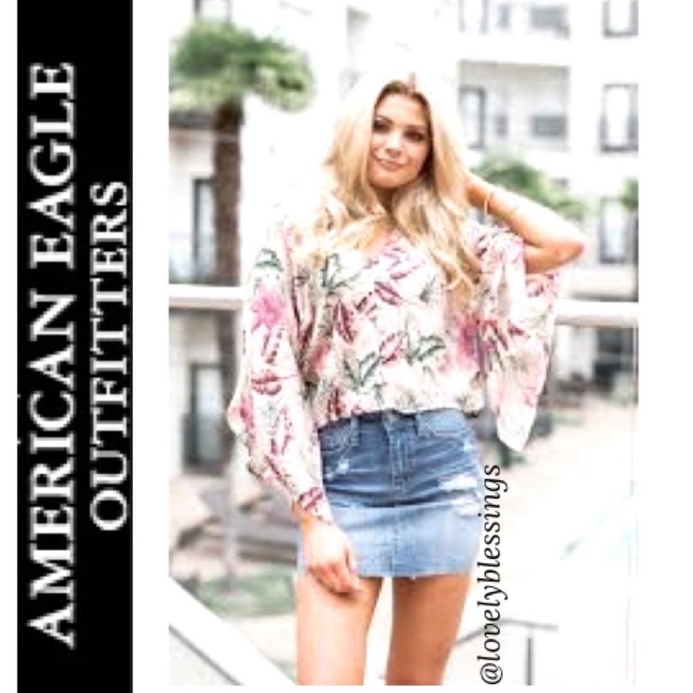 Jean Skirt Distressed Super Stretch Ripped Destroyed Blue Denim American Eagle O